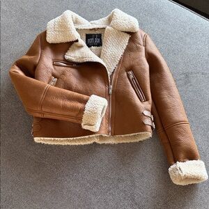 Mark Alan New York Women's NWOT Bomber Jacket Cream Soft Shearling interior